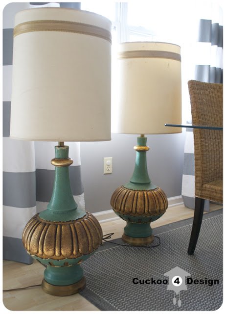 Gold and Turquoise Hollywood Regency Lamps