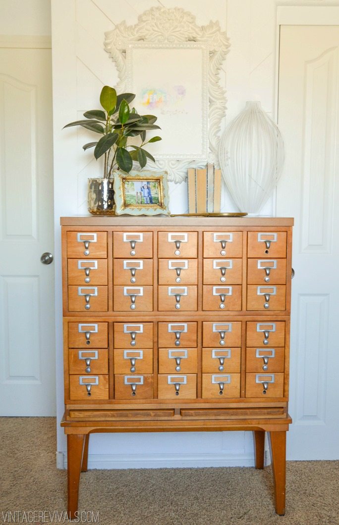 Card Catalog Storage  Maskcara Office Makeover Reveal vintagerevivals.com