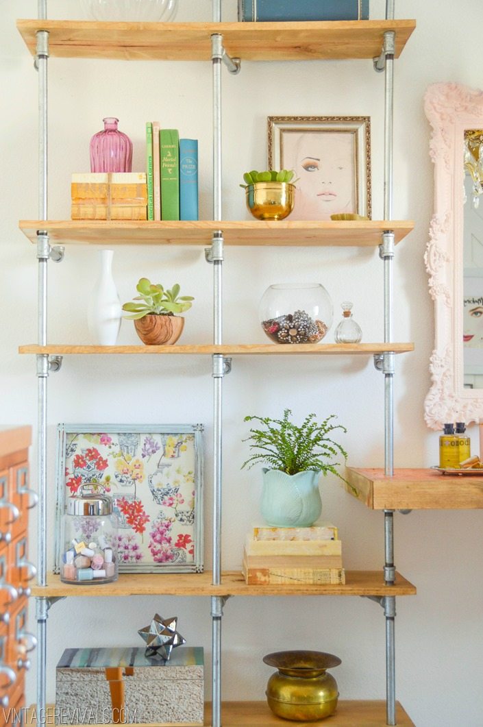 Conduit Pipe Shelving  Maskcara Office Makeover vintagerevivals.com