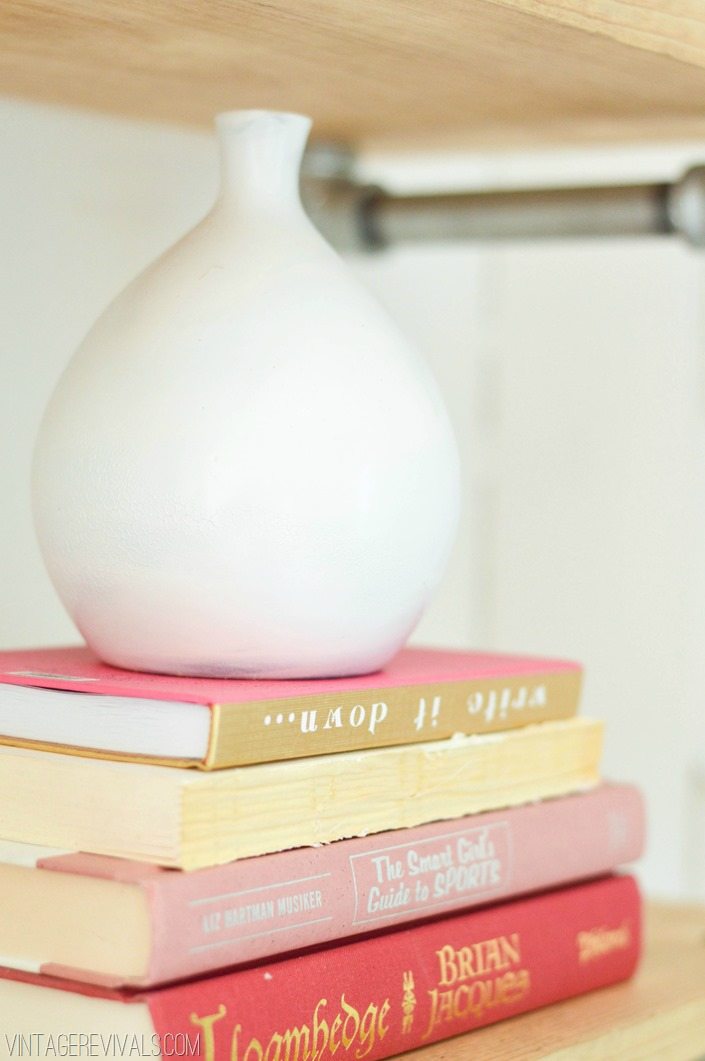 White Vase Pink Books  Maskcara Office Makeover vintagerevivals.com