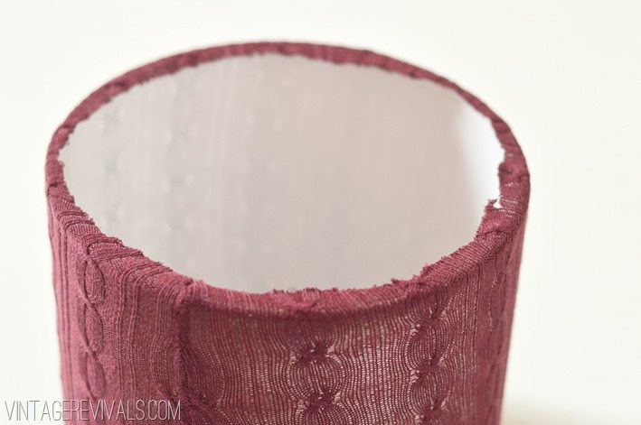 Glue along the edge of your lampshade to attach the leggings
