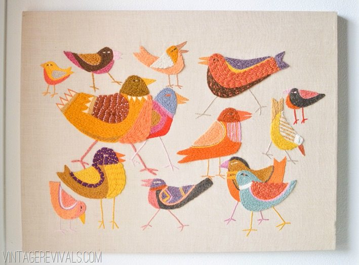 Embroidered Bird Art vintagerevivals