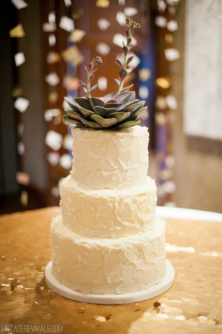 Rough Frosted Wedding Cake Succulent Topper