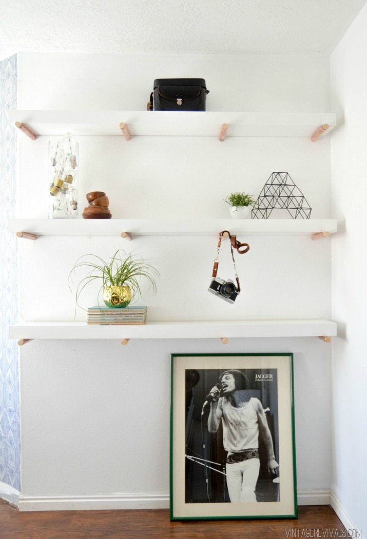 DIY Floating Wood Shelf with Dowels