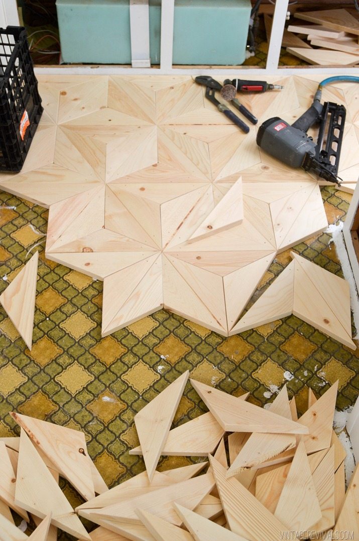 DIY Geometric Wood Floor vintagerevivals.com-16