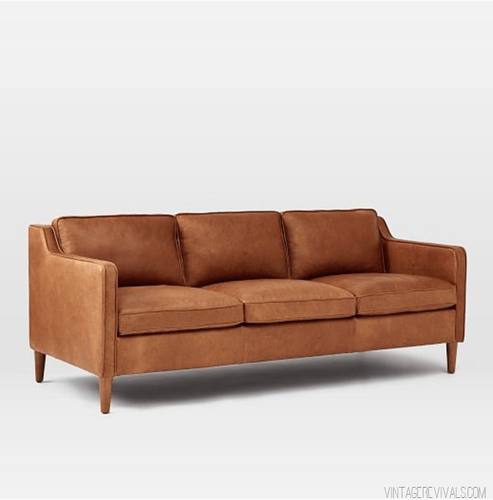 The End Of A Living Room Era Vintage, Beatnik Oxford Leather Tan Sofa