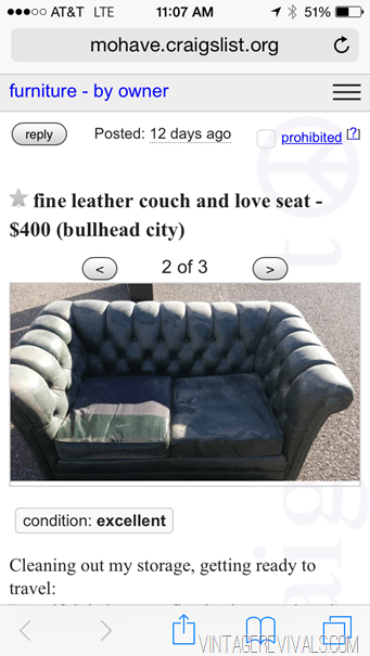 A Tale Of 2 Couches Part 1 Craigslist, Leather Chesterfield Sofa Craigslist
