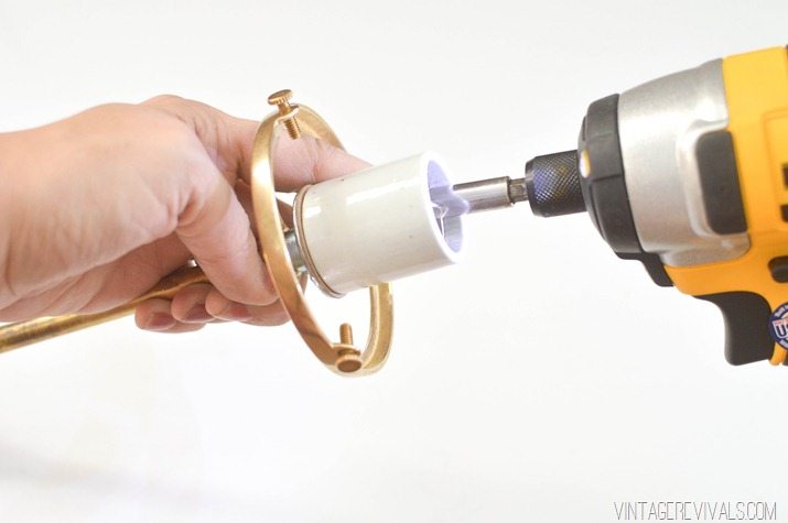 DIY Brass Bent Arm Chandelier-16