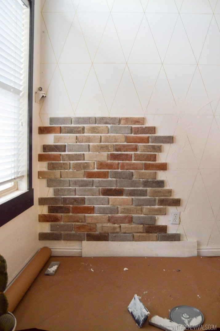 DIY Fake Brick Wall with Brick Veneer