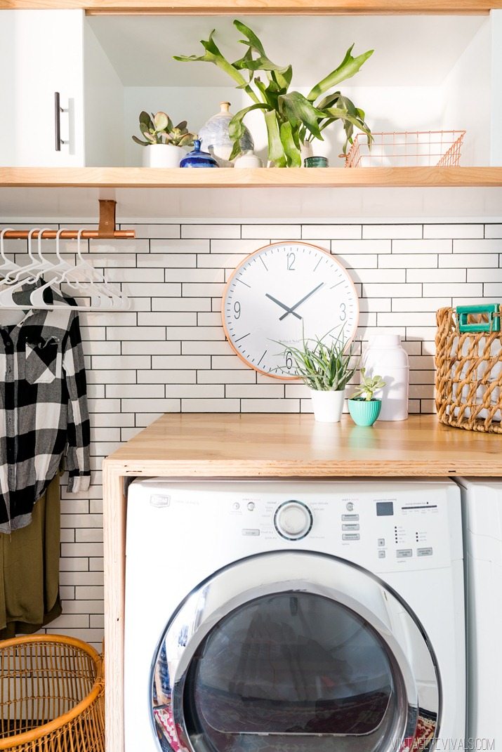 Laundry Room Makeover  White Subway Tile Charcoal Grout Vintage Revivals