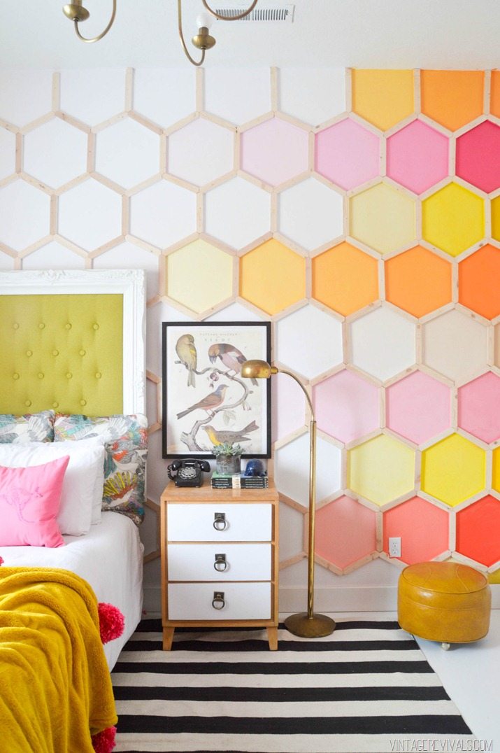Rainbow HoneyComb Wall Little Girls Room Makeover @ Vintage Revivals-2