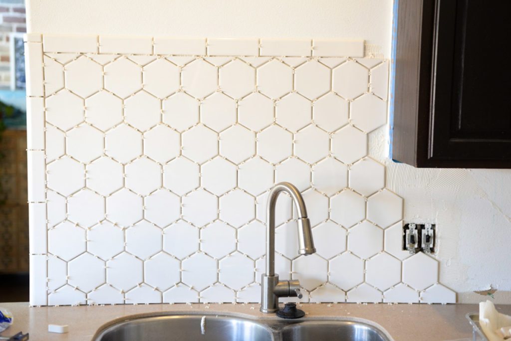 White Hexagon Tile Backsplash-8