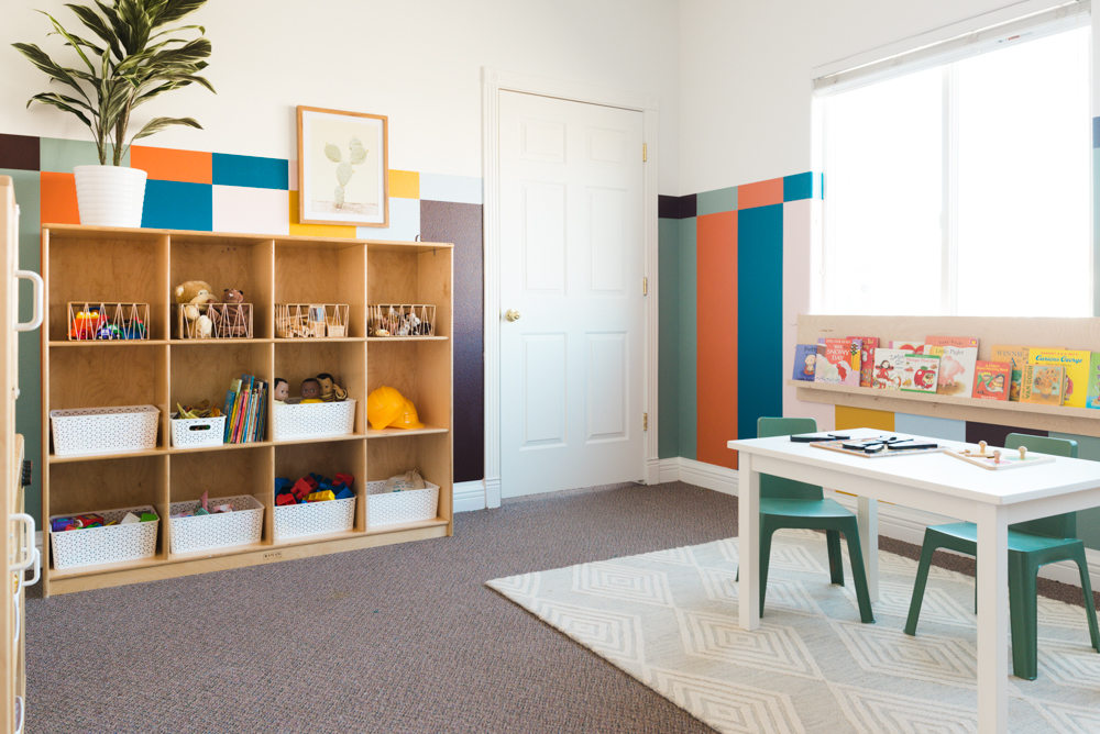 Colorful Kids Playroom Makeover! Complete with Rainbow Stripes, Vintage Wooden Play Furniture, and Easy Art!